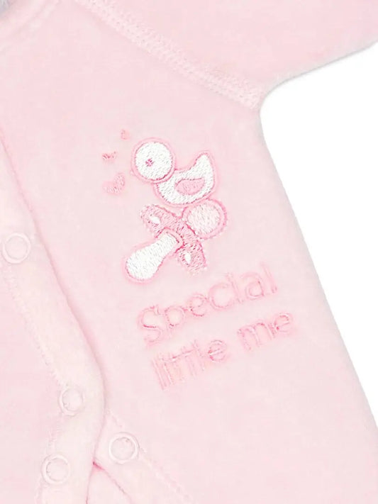 Velour Preemie Baby Sleepsuit: Pink 'Special Little Me' Sleepsuit / Babygrow Tiny Chick