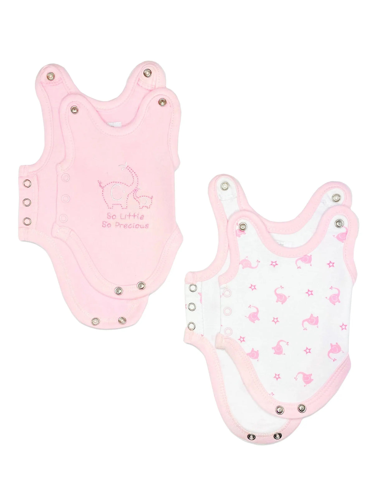 2 pack incubator vests pink elephant and star, close-up of prints