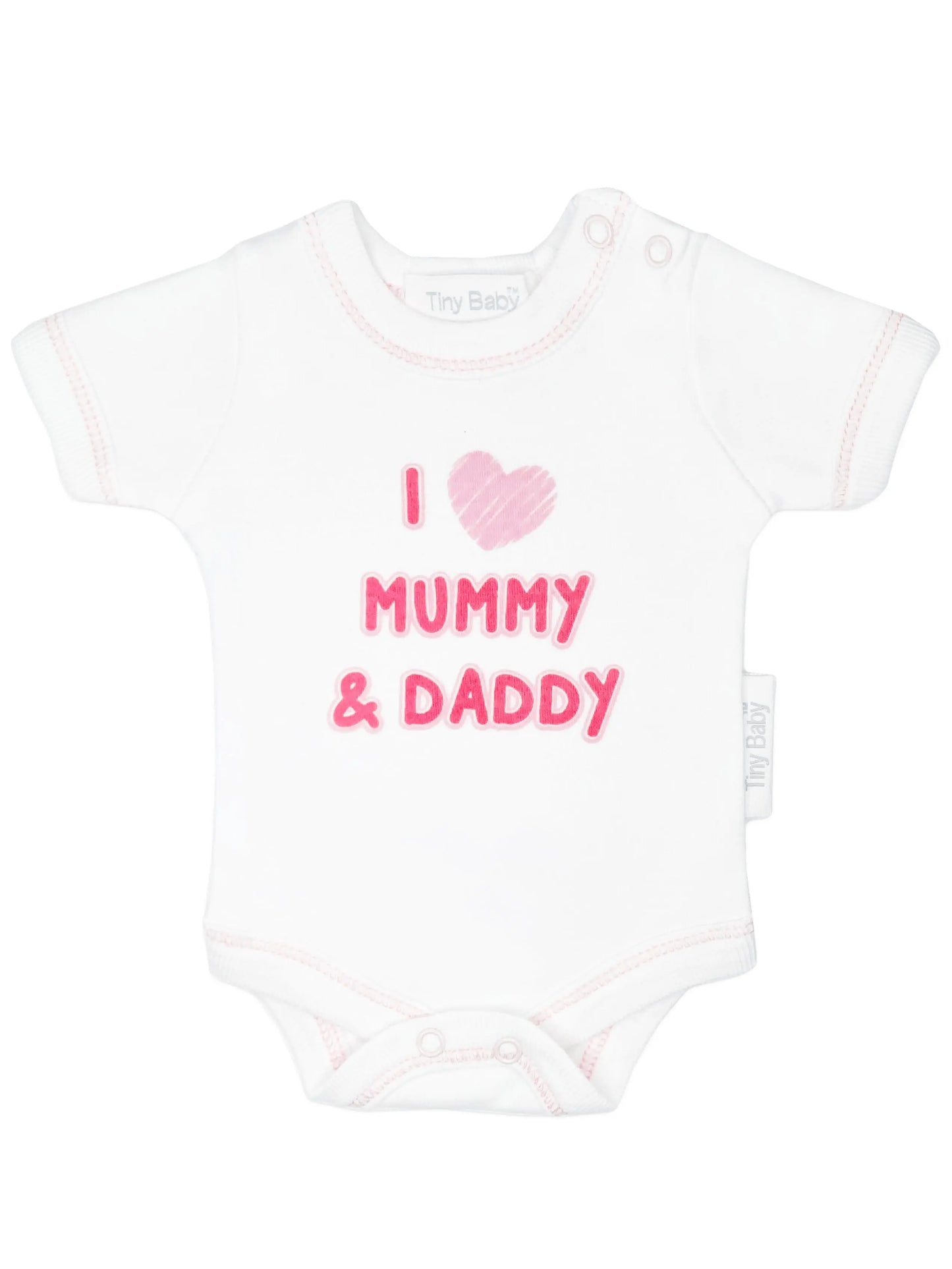 3 Pack Vests: I Love My Mummy & Daddy - Pink Bodysuit / Vest Tiny Chick
