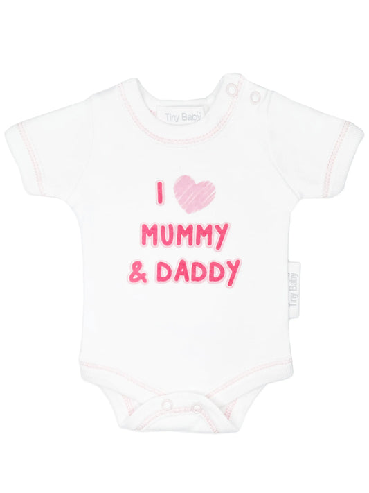 3 Pack Vests: I Love My Mummy & Daddy - Pink Bodysuit / Vest Tiny Chick
