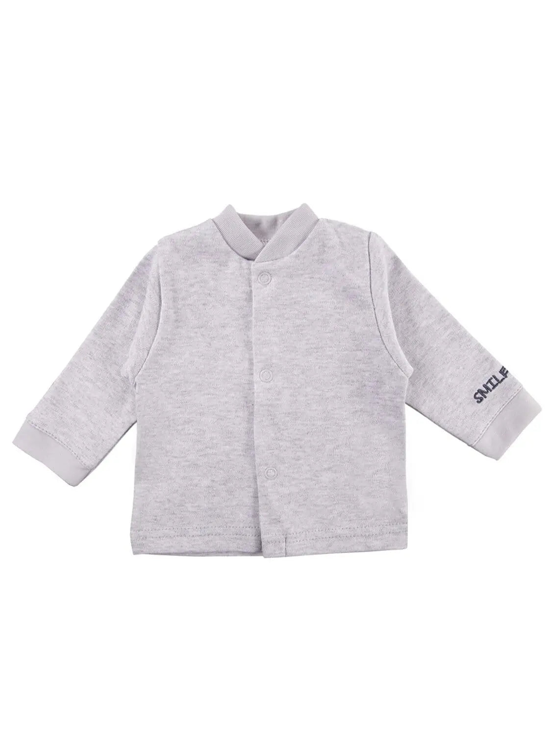 Early Baby Long Sleeved Top, "Smile Zebra" Embroidery, Grey Top / T-shirt EEVI