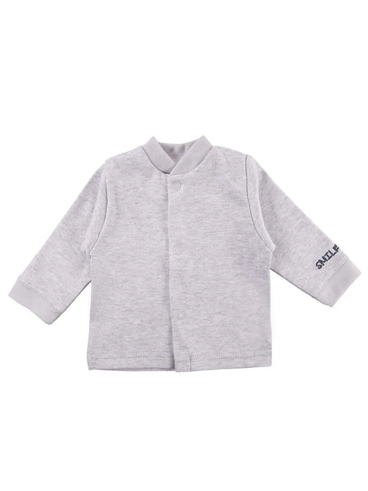 Early Baby Long Sleeved Top, "Smile Zebra" Embroidery, Grey Top / T-shirt EEVI