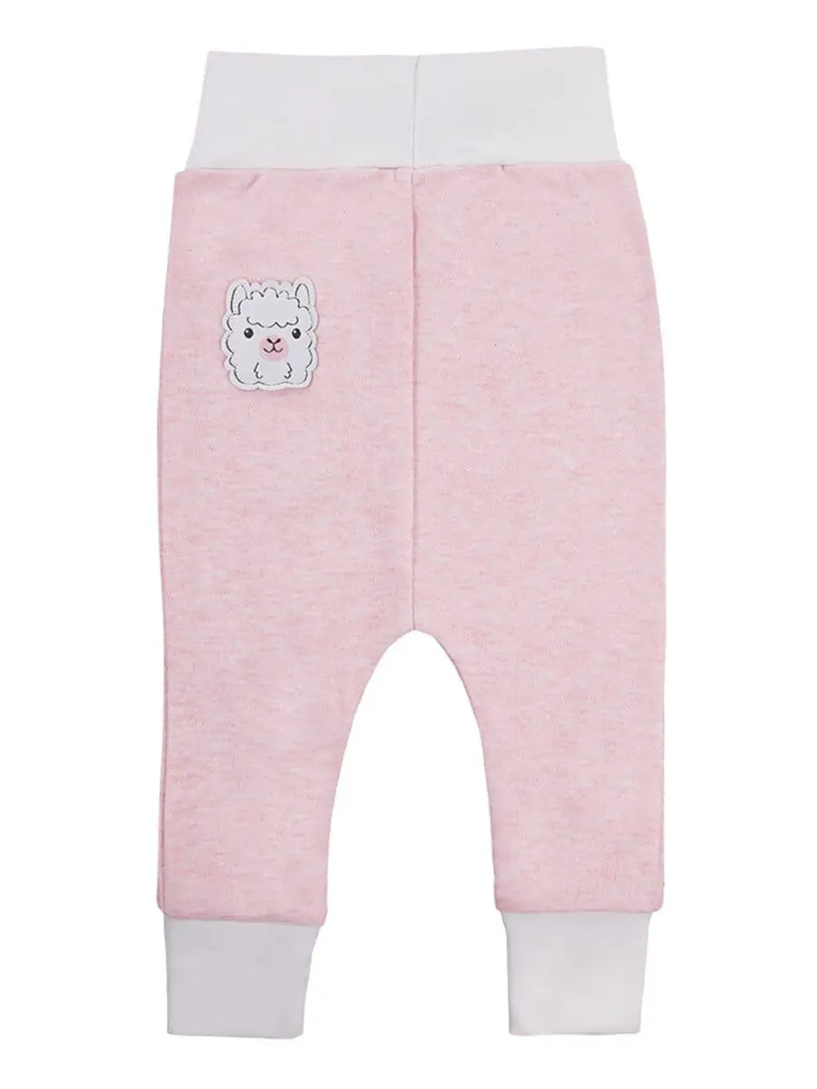 Early Baby Jersey Trousers, Cute Alpaca Design - Pink Trousers / Leggings EEVI
