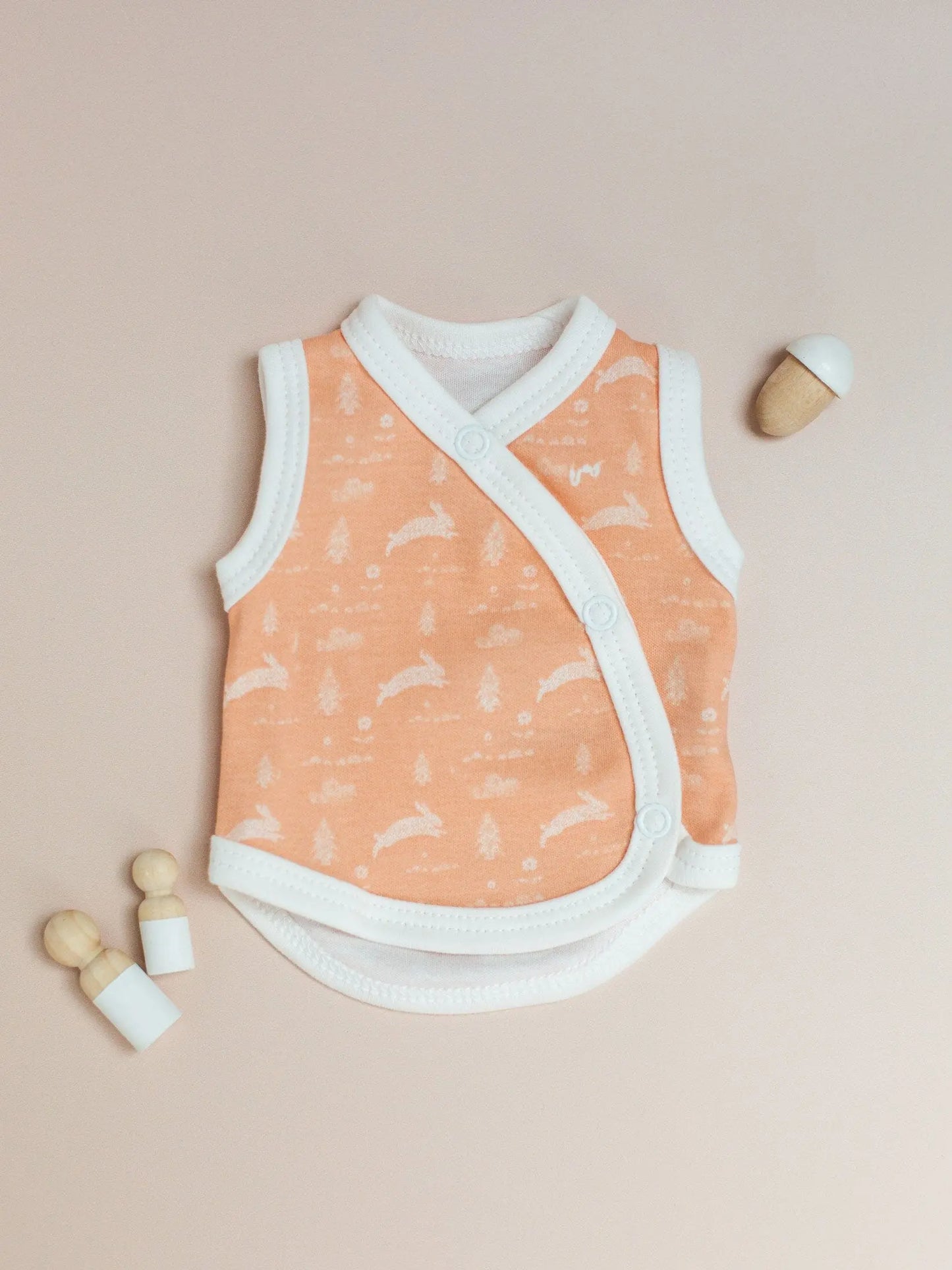 Incubator Vest, Leaping Bunnies , Premium 100% Organic Cotton Bodysuit / Vest Tiny & Small