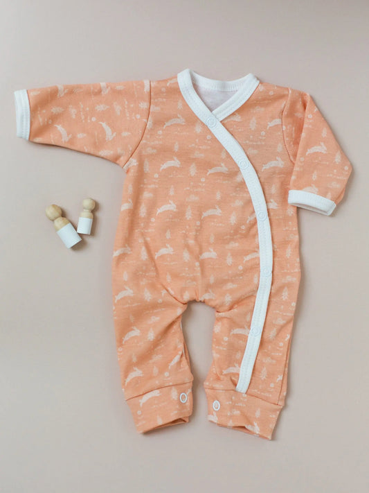 Prem Sleepsuit, Leaping Bunnies, Premium 100% Organic Cotton Sleepsuit / Babygrow Tiny & Small