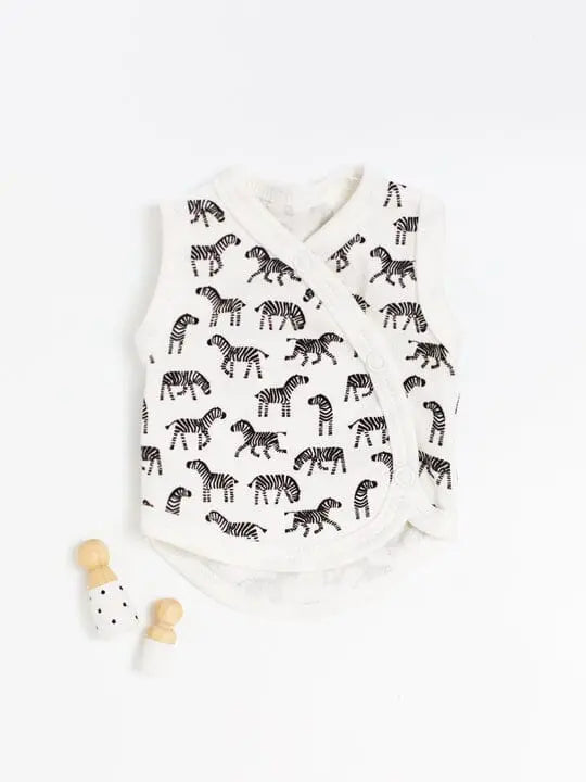 Incubator Vest & Round Hat Set, Little Zebras, 100% Organic Cotton Incubator Vest & Hat Set Tiny & Small