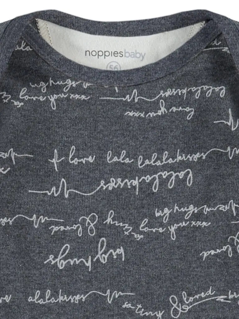 Grey Love Messages Top - Organic Cotton Top / T-shirt Noppies