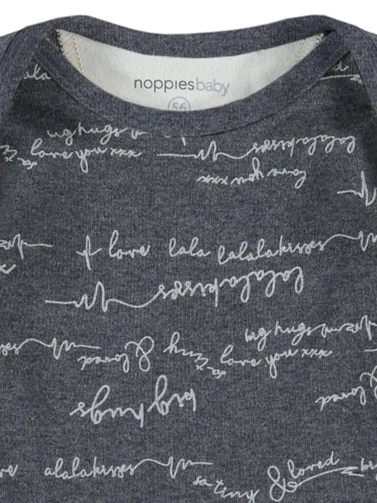 Grey Love Messages Top - Organic Cotton Top / T-shirt Noppies