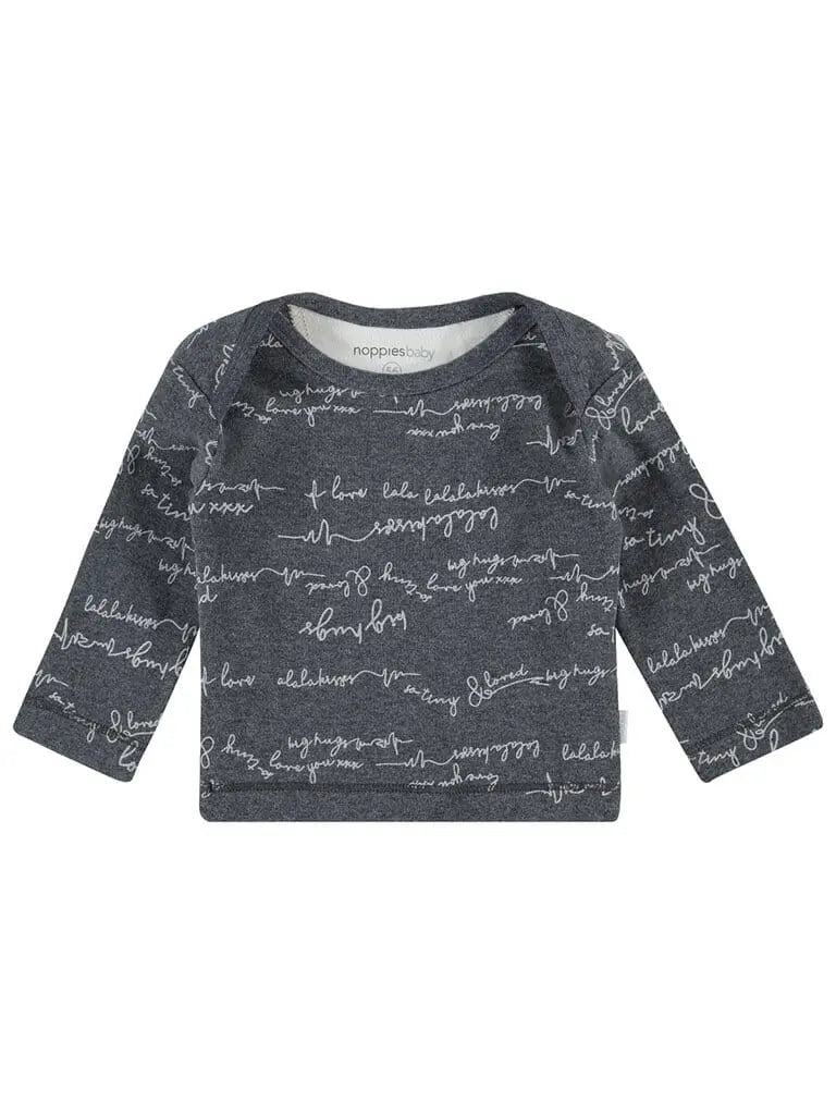 Grey Love Messages Top - Organic Cotton Top / T-shirt Noppies