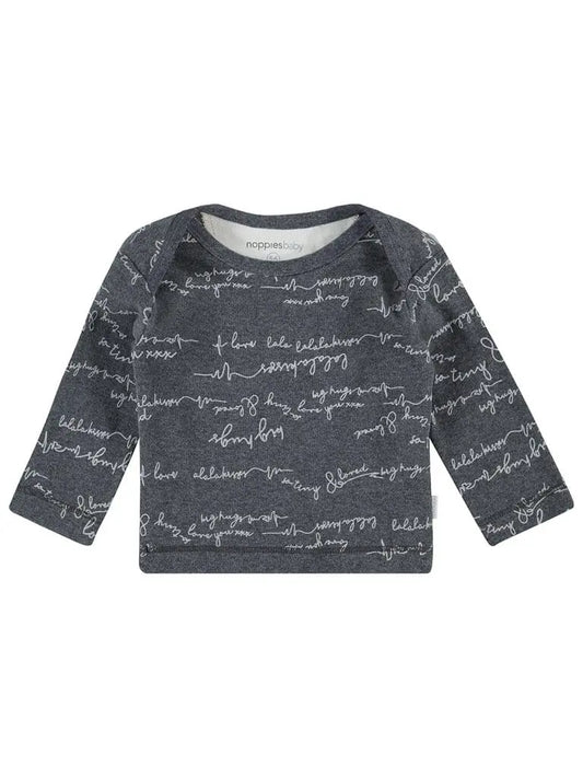 Grey Love Messages Top - Organic Cotton Top / T-shirt Noppies