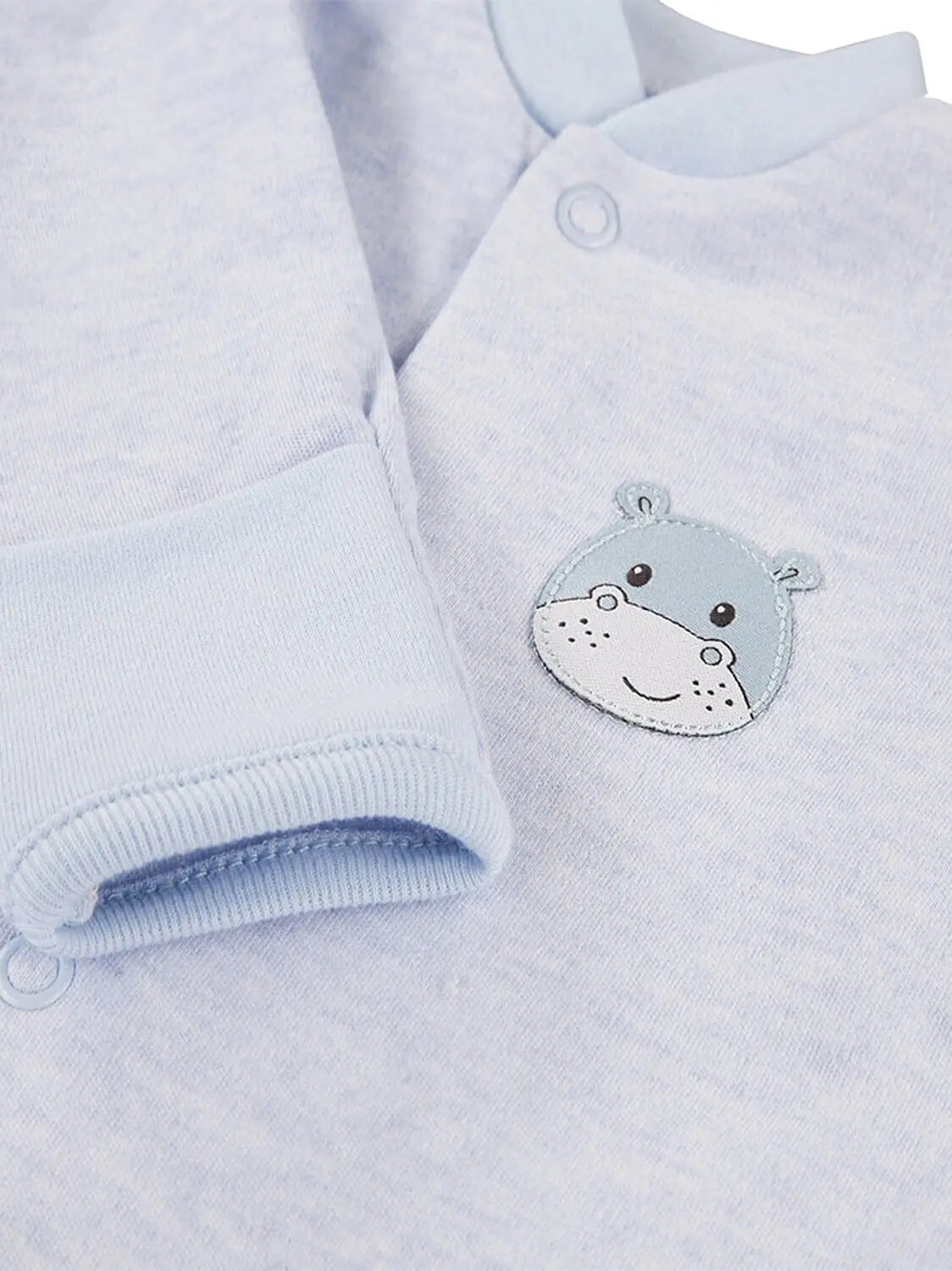 Early Baby Footed Sleepsuit, Cute Hippo Design - Blue Sleepsuit / Babygrow EEVI