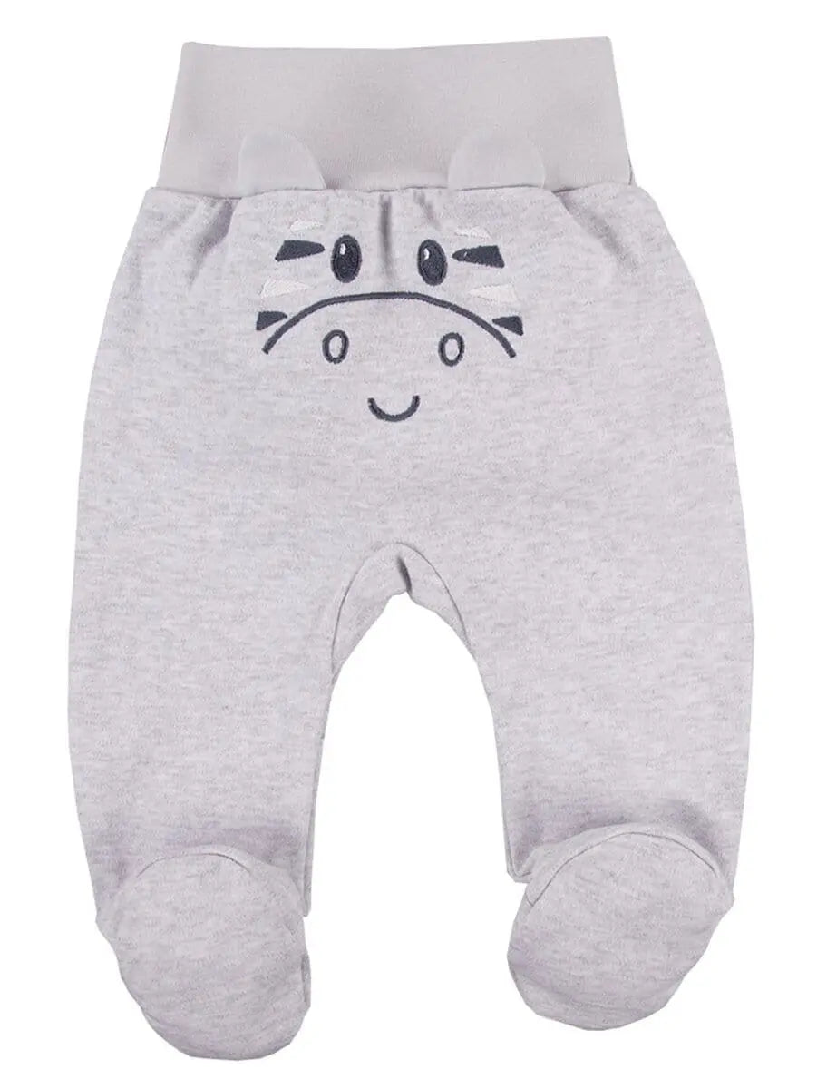 Footed Trousers, Grey With Zebra Face On Rear Trousers / Leggings EEVI