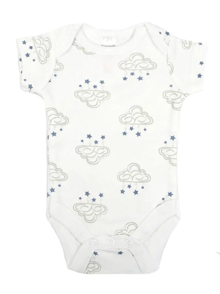 100% Cotton Cloud & Stars Design Short Sleeved Bodysuit Bodysuit / Vest Soft Touch