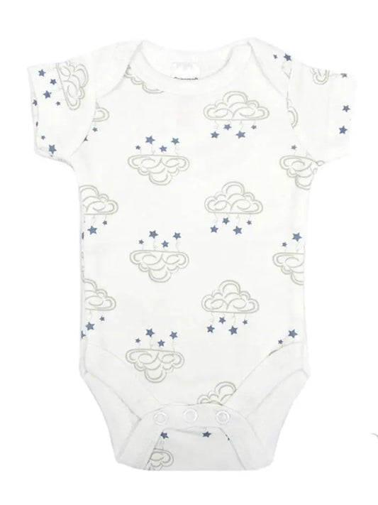 100% Cotton Cloud & Stars Design Short Sleeved Bodysuit Bodysuit / Vest Soft Touch