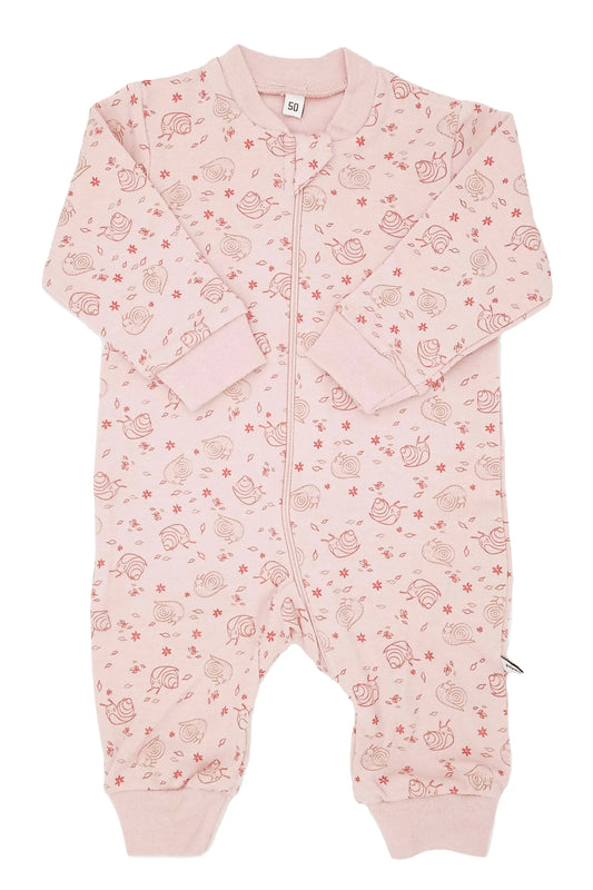 Dusty Brown Snail Print Footless Babygrow Sleepsuit / Babygrow Pippi