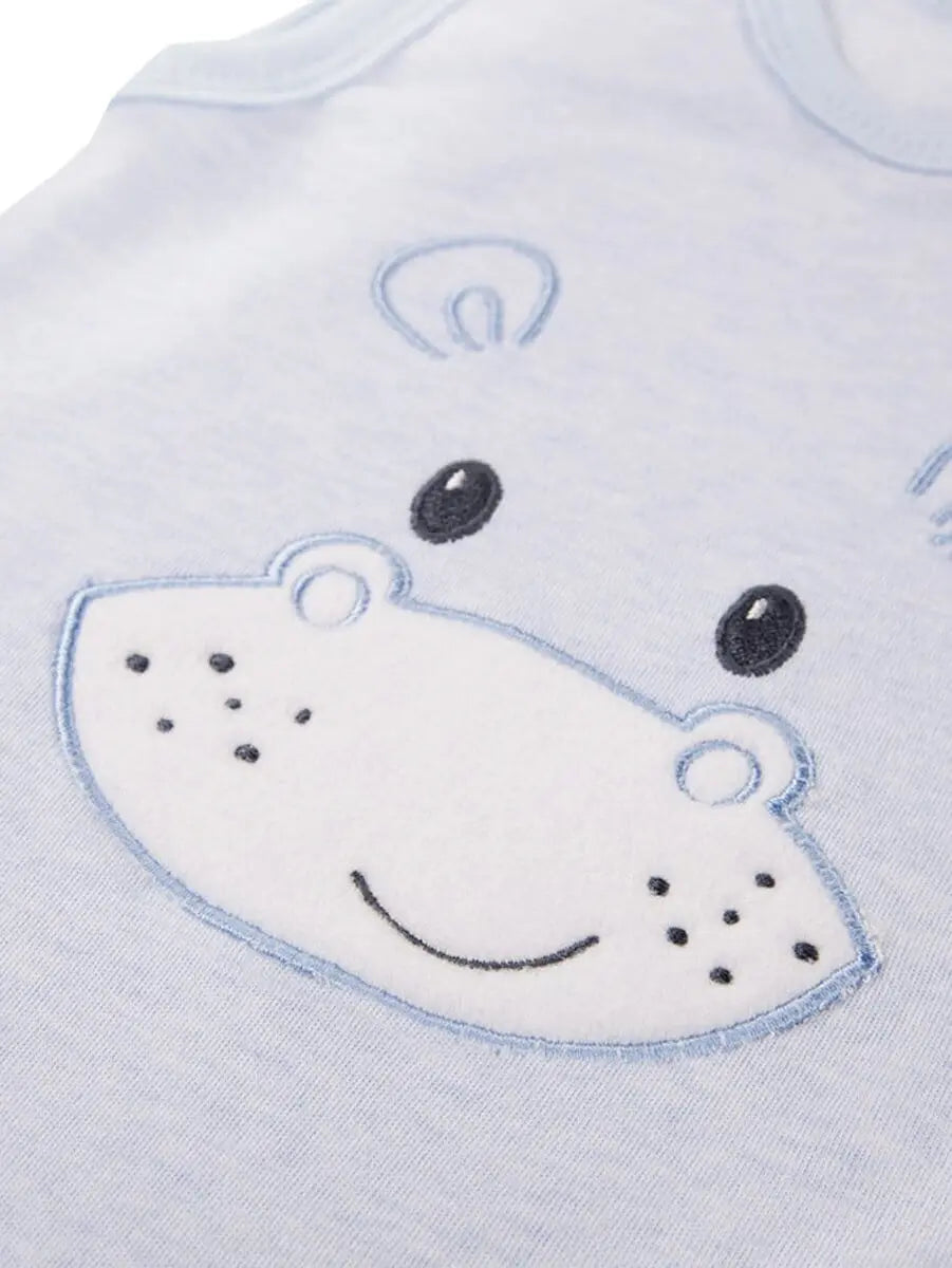 Early Baby Footed Dungarees, Cute Hippo Design - Blue Dungaree EEVI