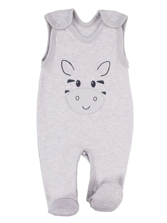 Early Baby Footed Dungarees, Cute Zebra Design - Grey Dungaree EEVI