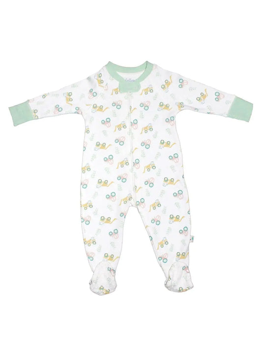 Organic Cotton Zip Up Tractor Sleepsuit Sleepsuit / Babygrow Cotton Boulevard 7-9lb