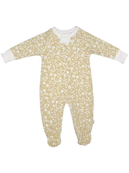 Organic Cotton Zip Up Yellow Bee Sleepsuit Sleepsuit / Babygrow Cotton Boulevard