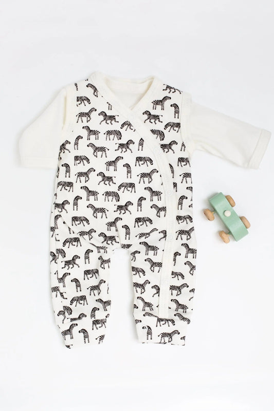 Dungaree & Top Set, Little Zebras, Premium 100% Organic Cotton Dungaree Tiny & Small