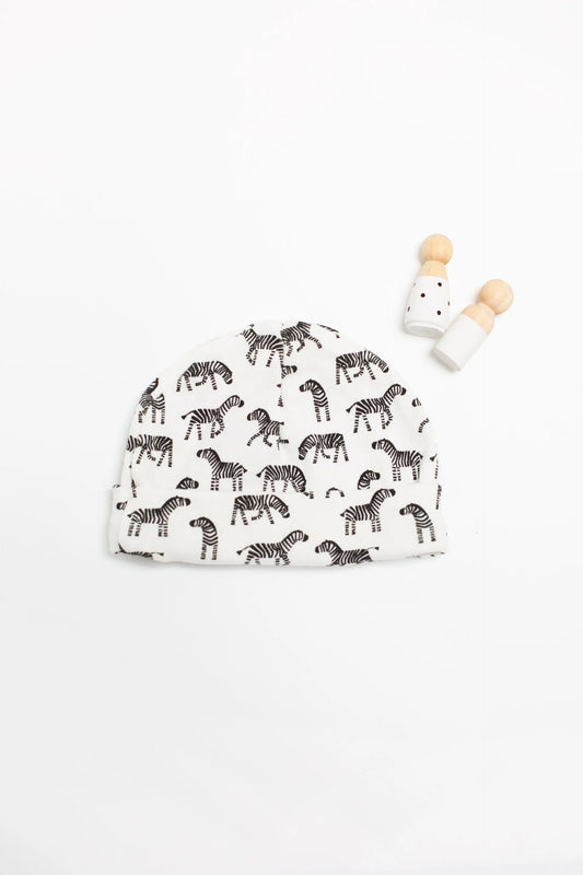 Round Hat, Little Zebras, Premium 100% Organic Cotton Hat Tiny & Small