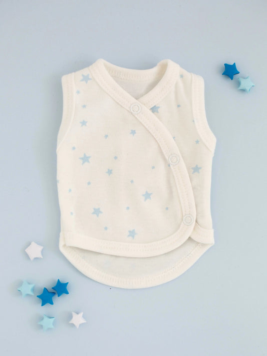 Incubator Vest, Blue Stars, Premium 100% Organic Cotton Bodysuit / Vest Tiny & Small
