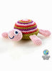 Turtle - Fair Trade Organic Crochet Baby Rattle - Pink Stripe - Rattle - Pebble Toys
