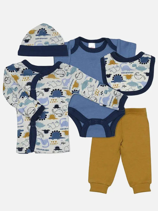 Dinosaur Mustard & Blue 4 piece set Outift Soft Touch