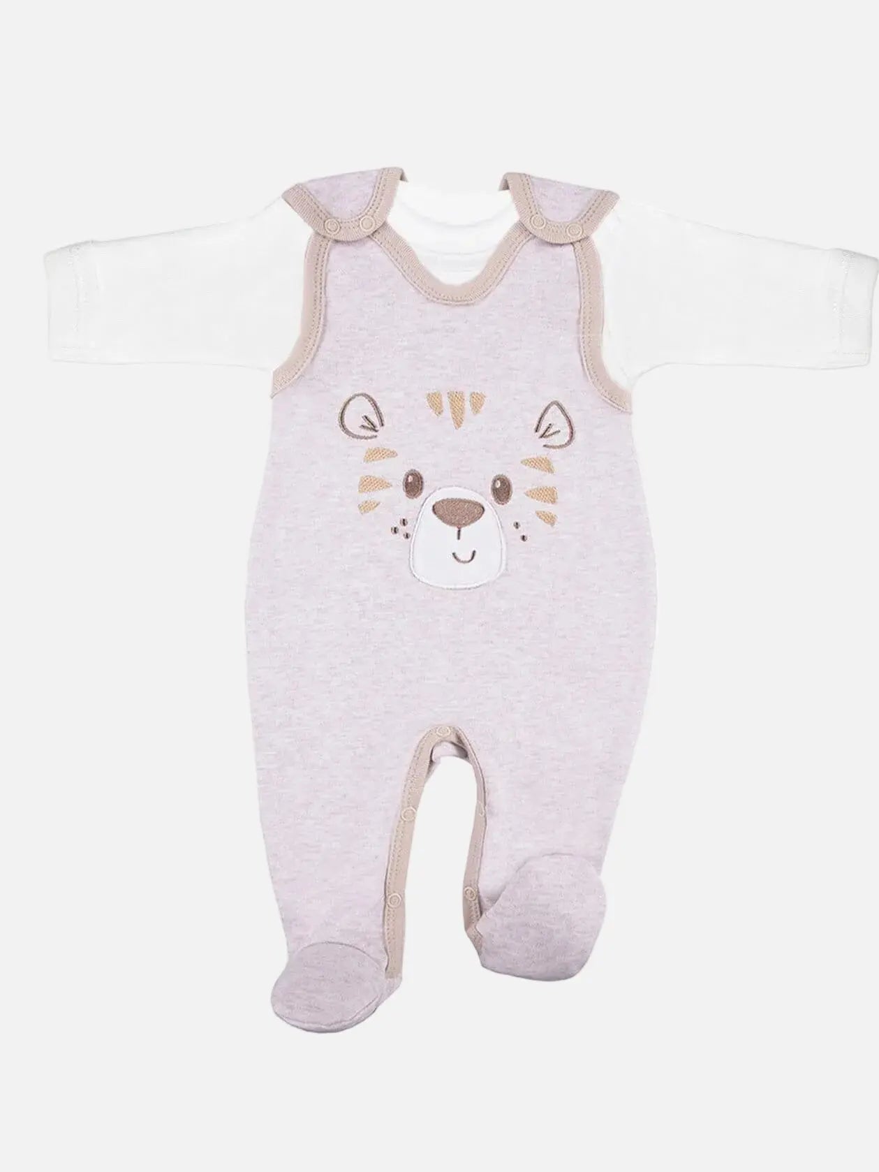Early Baby Top & Tiger Footed Dungarees Set - Ecru Dungaree EEVI