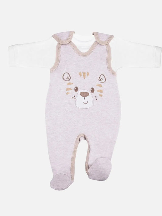 Early Baby Top & Tiger Footed Dungarees Set - Ecru Dungaree EEVI