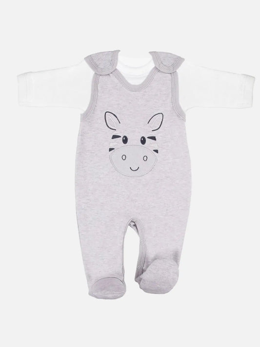 Zebra Footed Dungarees and Top Set - Grey Dungaree EEVI