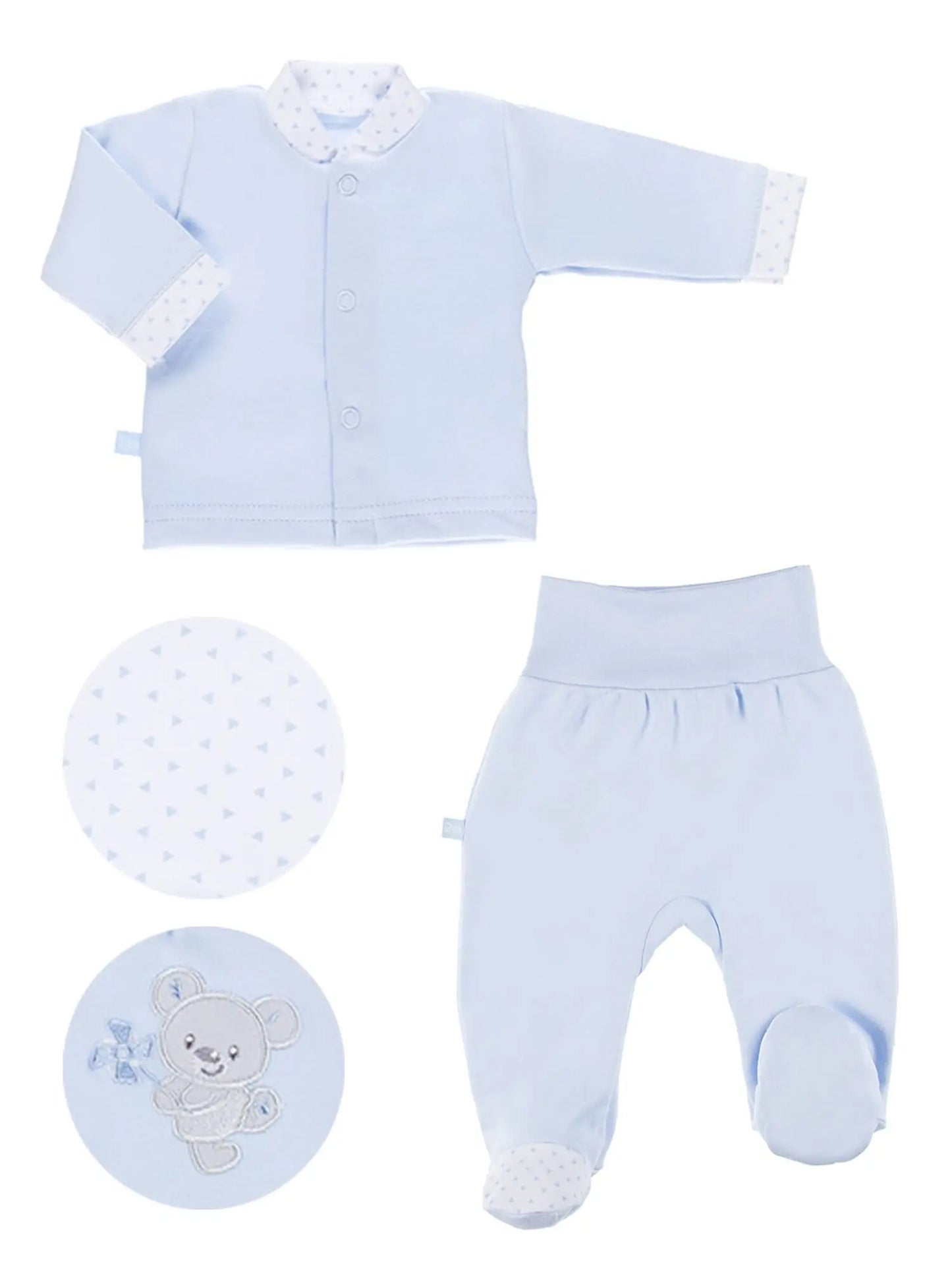 Embroidered Bear Trousers & Top Set - Blue Top & Trousers EEVI