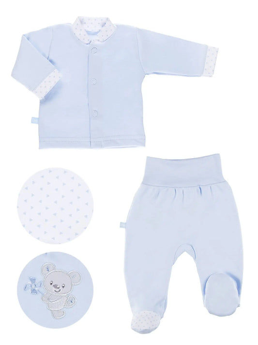 Embroidered Bear Trousers & Top Set - Blue Top & Trousers EEVI