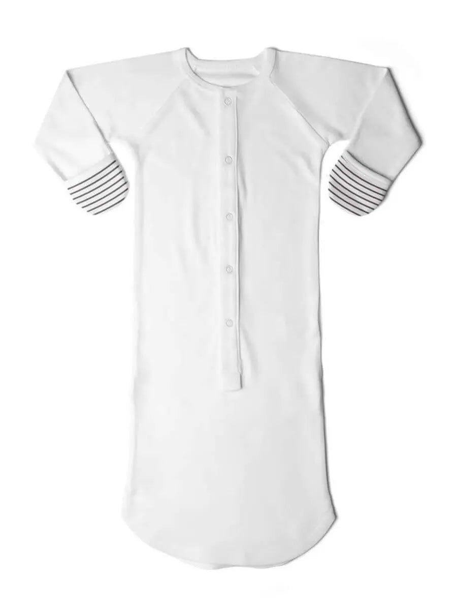 Baby Sleeping Sack / Gown - White/Grey Stripe Sleeping Bag Goumikids