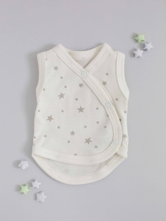 3 Pack - Star Incubator Vests - Blue, Mint & Silver Stars, 100% Organic Cotton Set/Multipack Tiny & Small