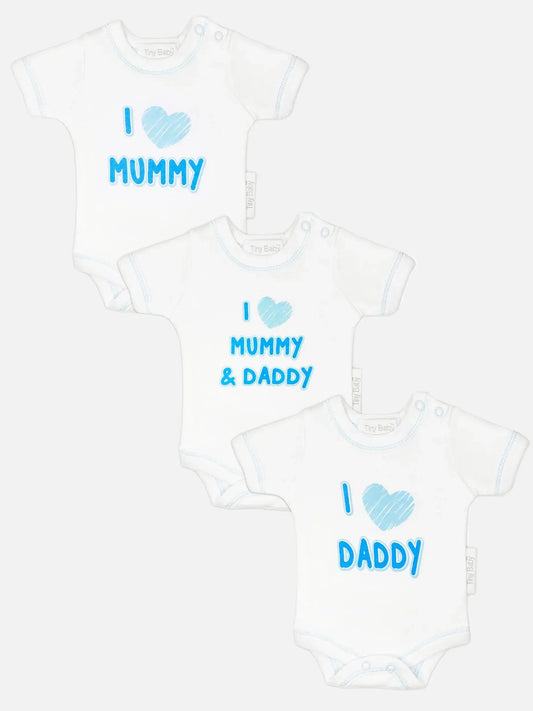 3 Pack Vests: I Love My Mummy & Daddy - Blue (3-5lbs & 5-8lbs) Set Tiny Chick