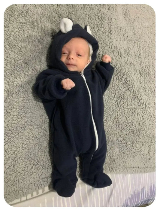 Charcoal Fleece Pramsuit Snowsuit / Pramsuit Little Lumps