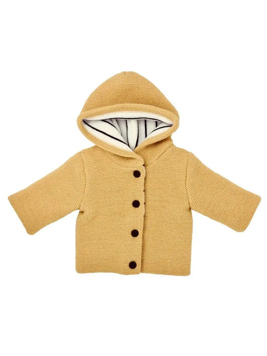 Mustard Knitted Jacket with Breton Stripe Cardigan / Jacket La Manufacture de Layette