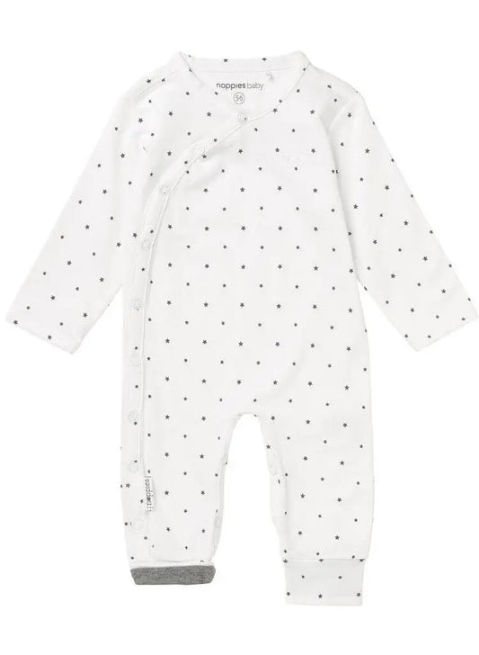 Sleepsuit - White With Star Print Sleepsuit / Babygrow Noppies