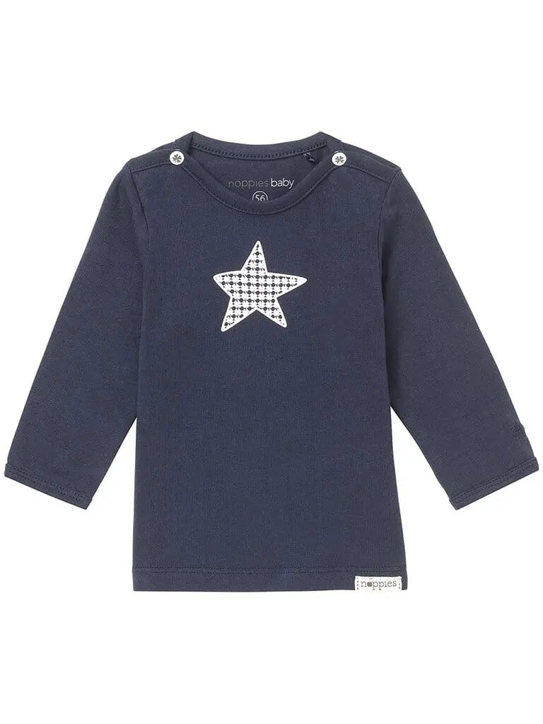 Navy Blue Star Long Sleeve T-Shirt - Organic Top / T-shirt Noppies