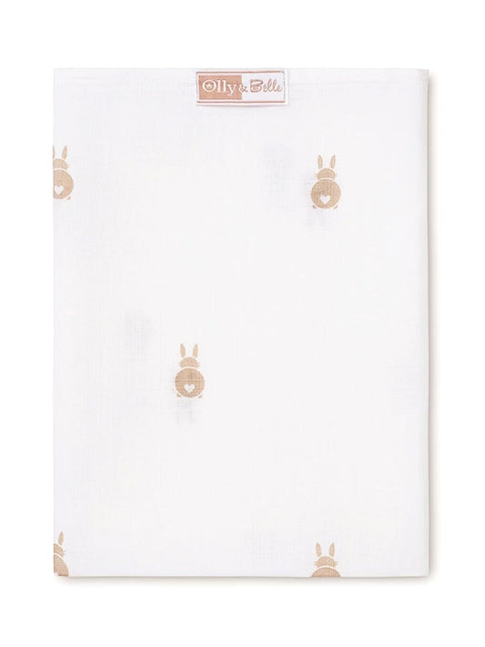 Bunny Print 100% Cotton Muslin Square By Olly & Belle Muslin Olly & Belle
