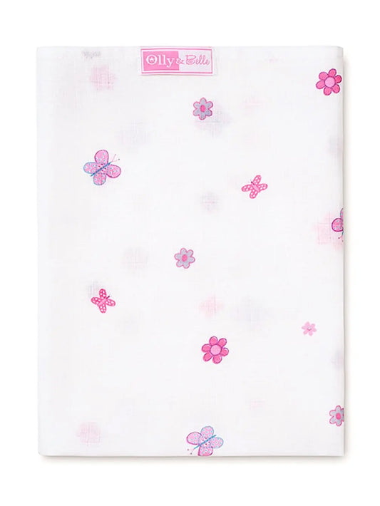 Floral Butterfly Print 100% Cotton Muslin Square By Olly & Belle Muslin Olly & Belle