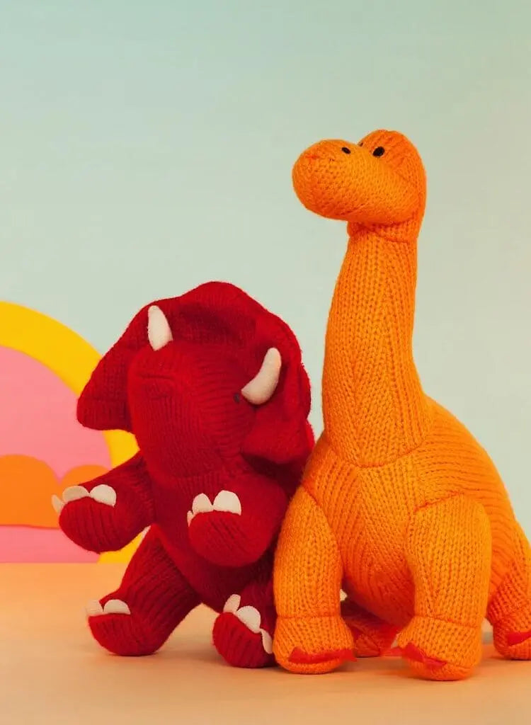 Knitted Diplodocus Rattle/Toy, Orange Toy Best Years