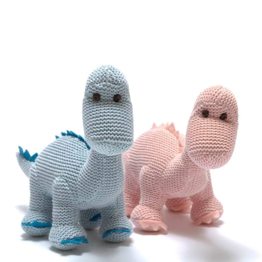 Knitted Organic Cotton Pastel Diplodocus, Blue Toy Best Years