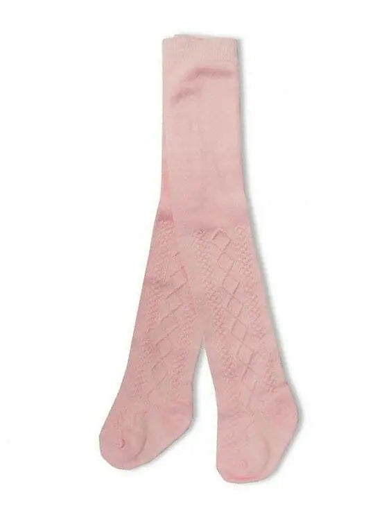 Pink Tiny Baby Tights. Cotton, Knitted Pattern Design Tights Nursery Time