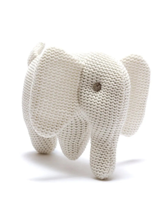 Organic Cotton Elephant Baby Rattle - White rattle Best Years