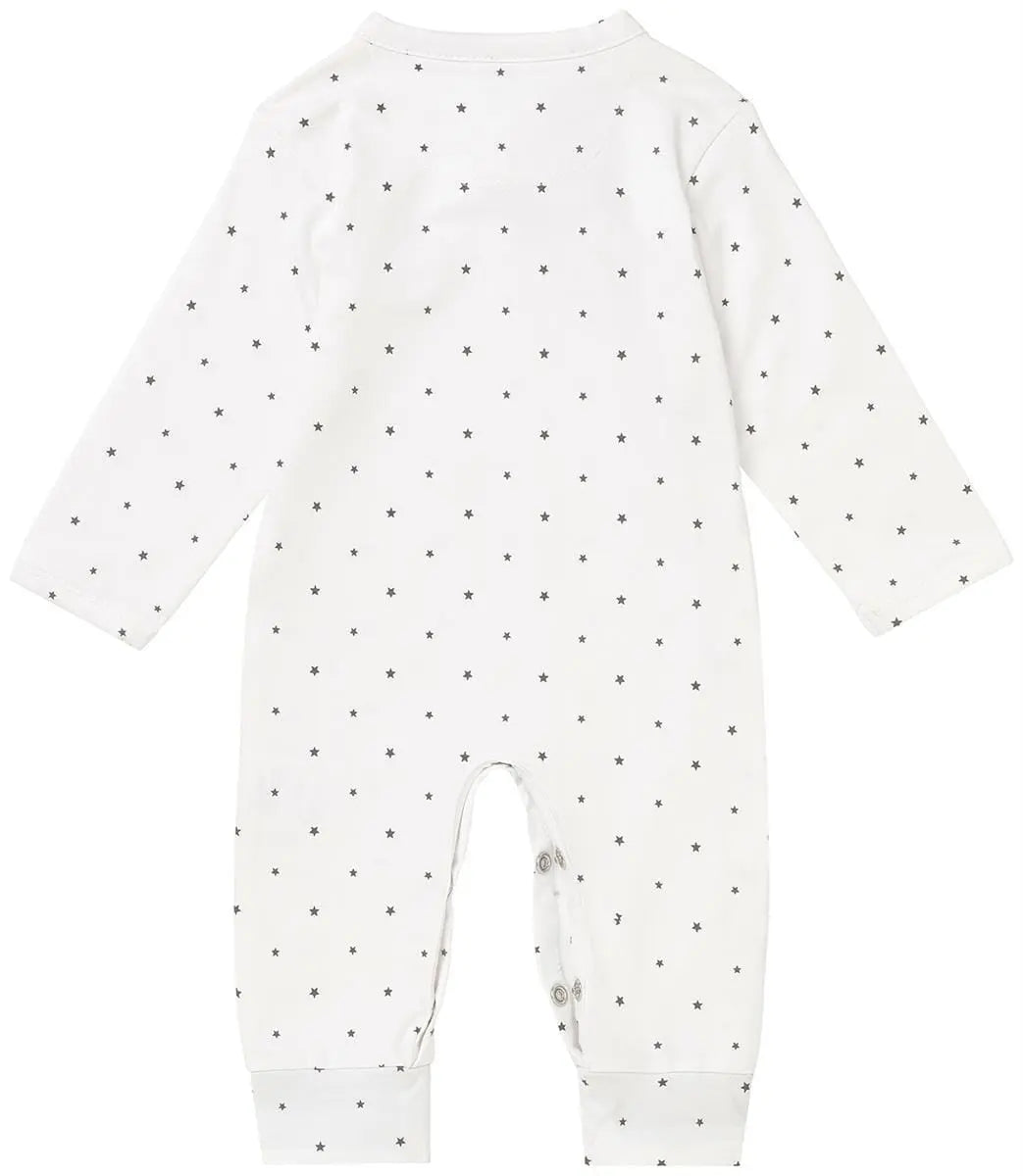 Sleepsuit - White With Star Print Sleepsuit / Babygrow Noppies