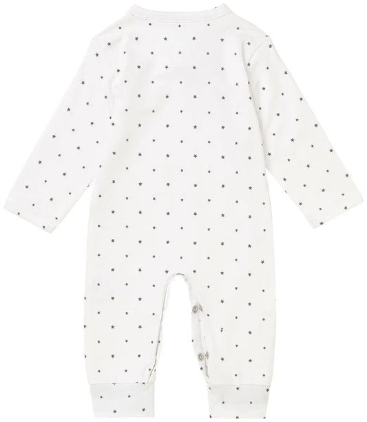 Sleepsuit - White With Star Print Sleepsuit / Babygrow Noppies