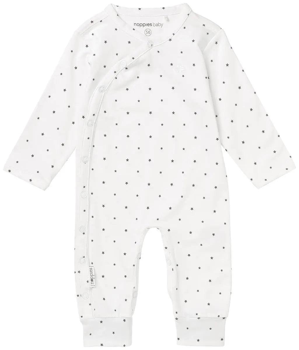 Sleepsuit - White With Star Print Sleepsuit / Babygrow Noppies