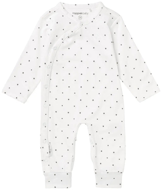 Sleepsuit - White With Star Print Sleepsuit / Babygrow Noppies